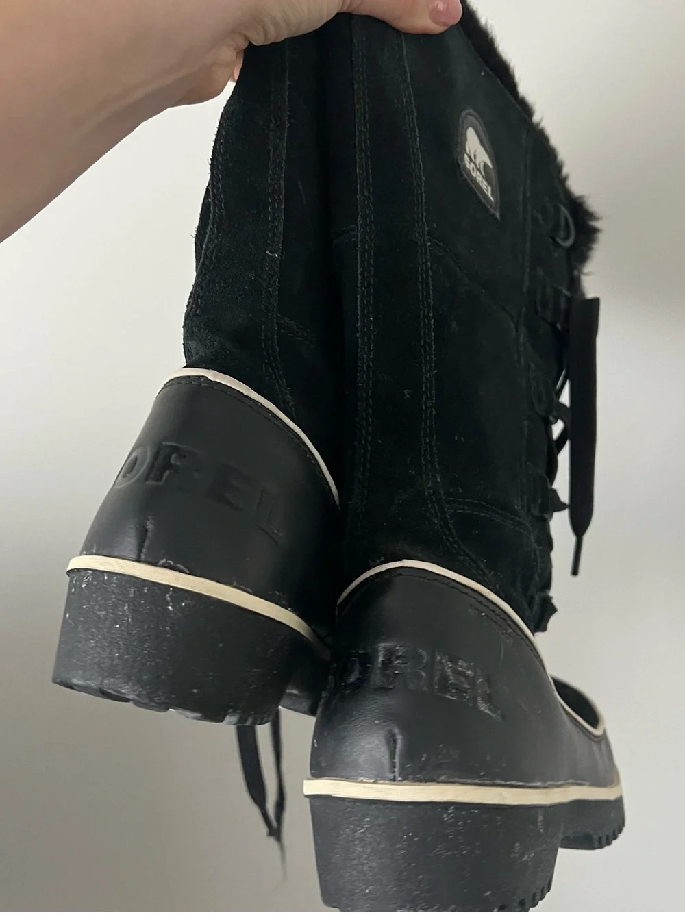 Sorel Black Faux Fur Lace Up Winter Snow Boots Après Ski Y2K 8 - Picture 6 of 6